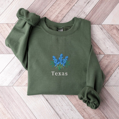 Texas Bluebonnets Sweatshirt, Embroidered Texas Shirt, Texas Crewneck Sweater, Embroidered Bluebonnets Shirt, Texas Bluebonnets 1_8972e8ce-3bb4-409c-9806-e3f55fa0e166.jpg