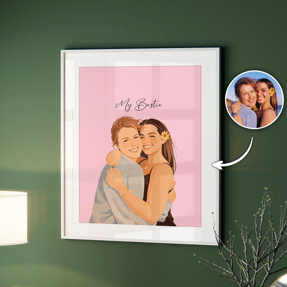 Custom Portrait Cartoon Illustration - Personalized Poster for Mom, Her