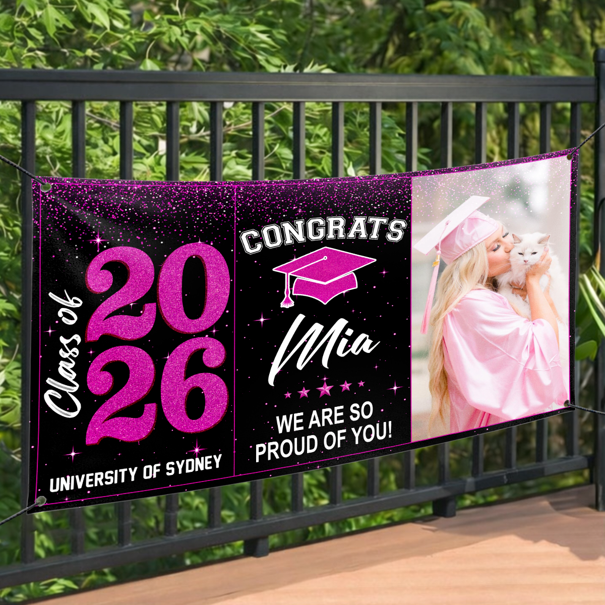 Personalized Graduation Banner Party Decorations - Class of 2026 Custom Banner