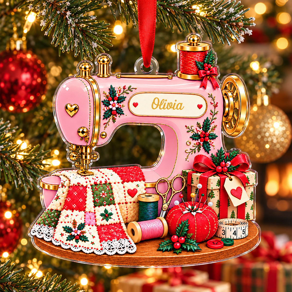 Sewing Machine Acrylic Ornament - Personalized Christmas Ornaments