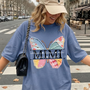 Floral Butterfly with Grandkids' Names, Personalized Family T-Shirt