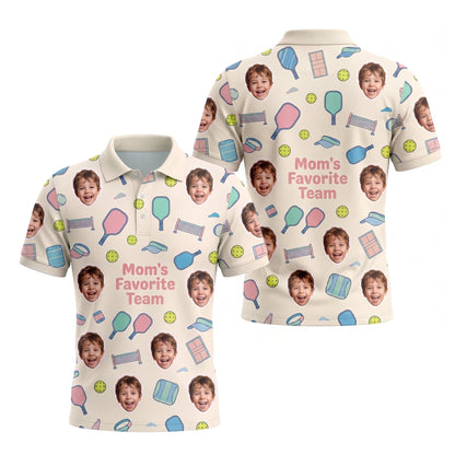 Mom's Favorite Team Custom Kid Face Pickleball Polo