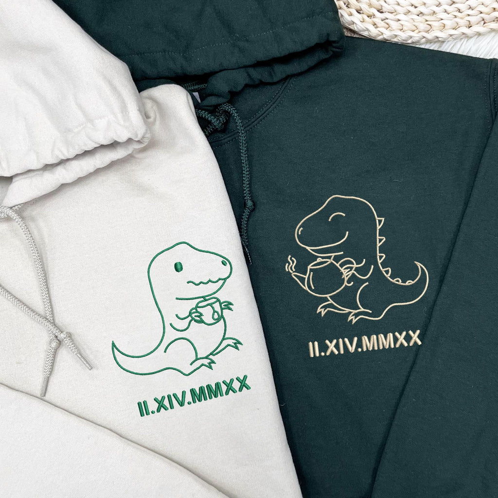 Tea-Rex Embroidered Apparel, Embroidered Roman Numeral Matching Couple Shirt, Gifts For Couples 1_944cf1d3-b7dd-4b9d-9727-5dc6b840668e.jpg