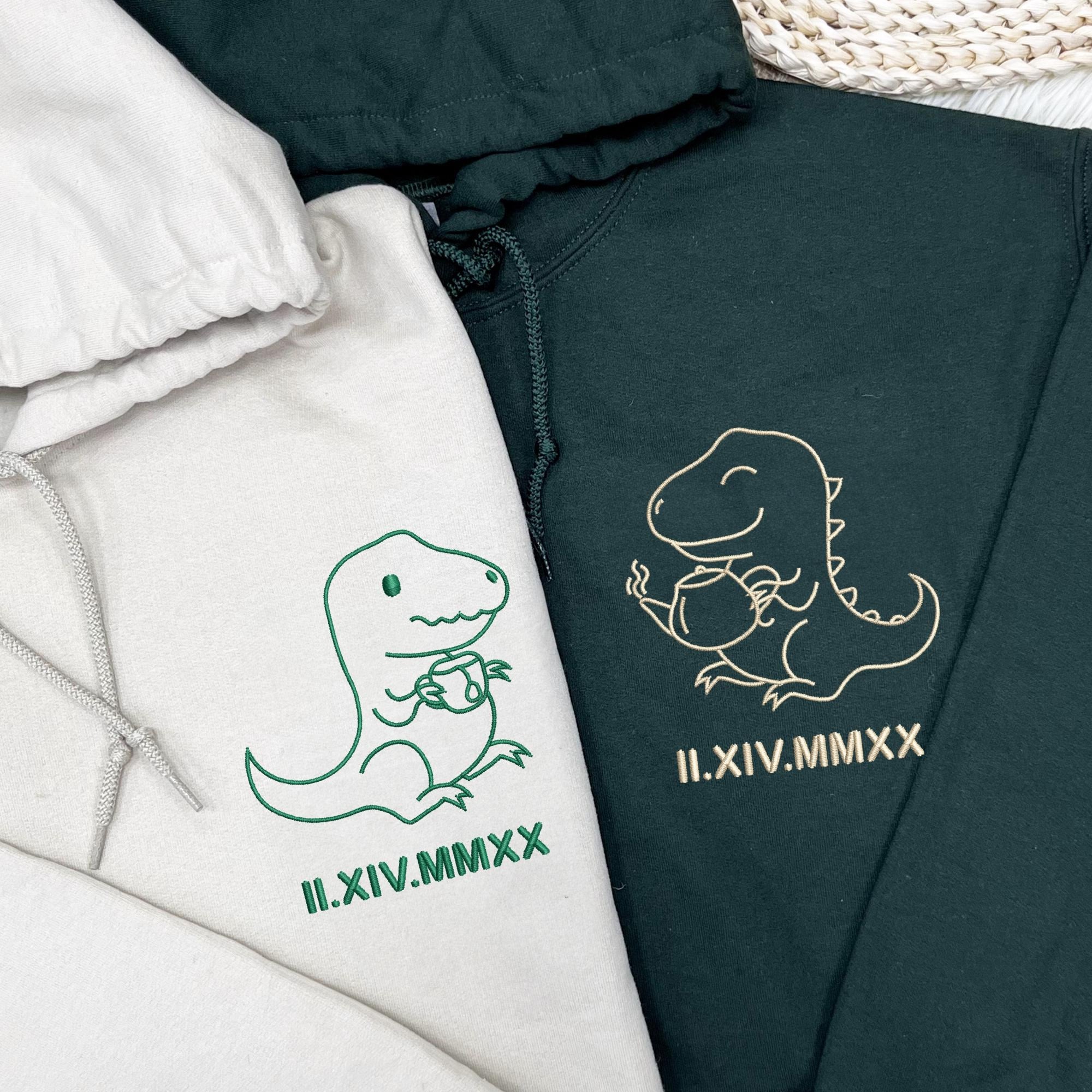 Tea-Rex Embroidered Apparel, Embroidered Roman Numeral Matching Couple Shirt, Gifts For Couples 1_944cf1d3-b7dd-4b9d-9727-5dc6b840668e.jpg