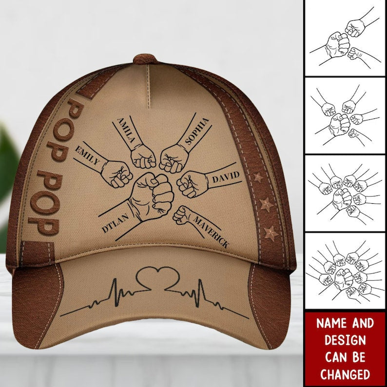 Pop Pop Fist Bump - Personalized Classic Cap - Gift For Grandpa, Father's Day, Birthday Gift 1_9452d42b-0f68-4d51-ac02-3d2f597d894f.jpg