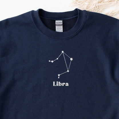 Libra Embroidered Sweatshirt, Embroidered Libra Crewneck Sweater, Embroidered Zodiac Shirt, Libra Shirt, Constellation Shirt 1_976d5841-7446-4799-a925-63fd922929e7.jpg
