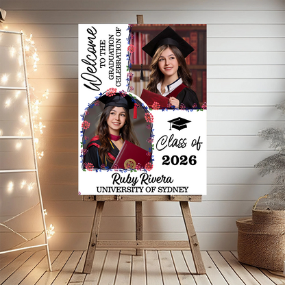 Floral Graduation Class Of 2026 - Graduation Welcome Sign Party Sign
