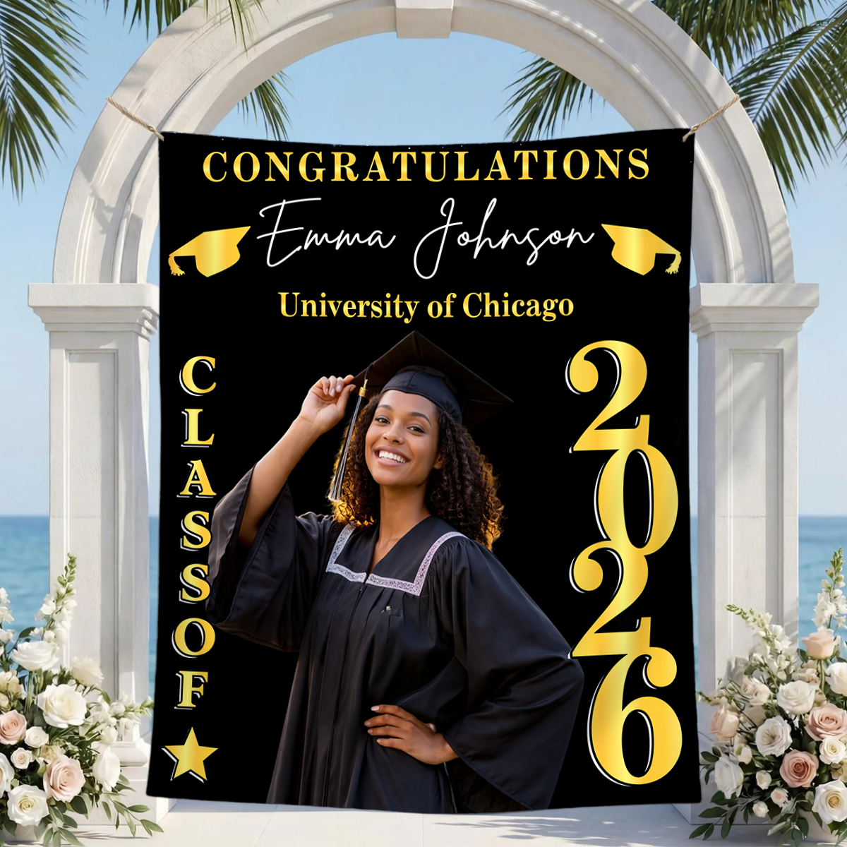 Class Of 2026 Photo Personalized Graduation Backdrop