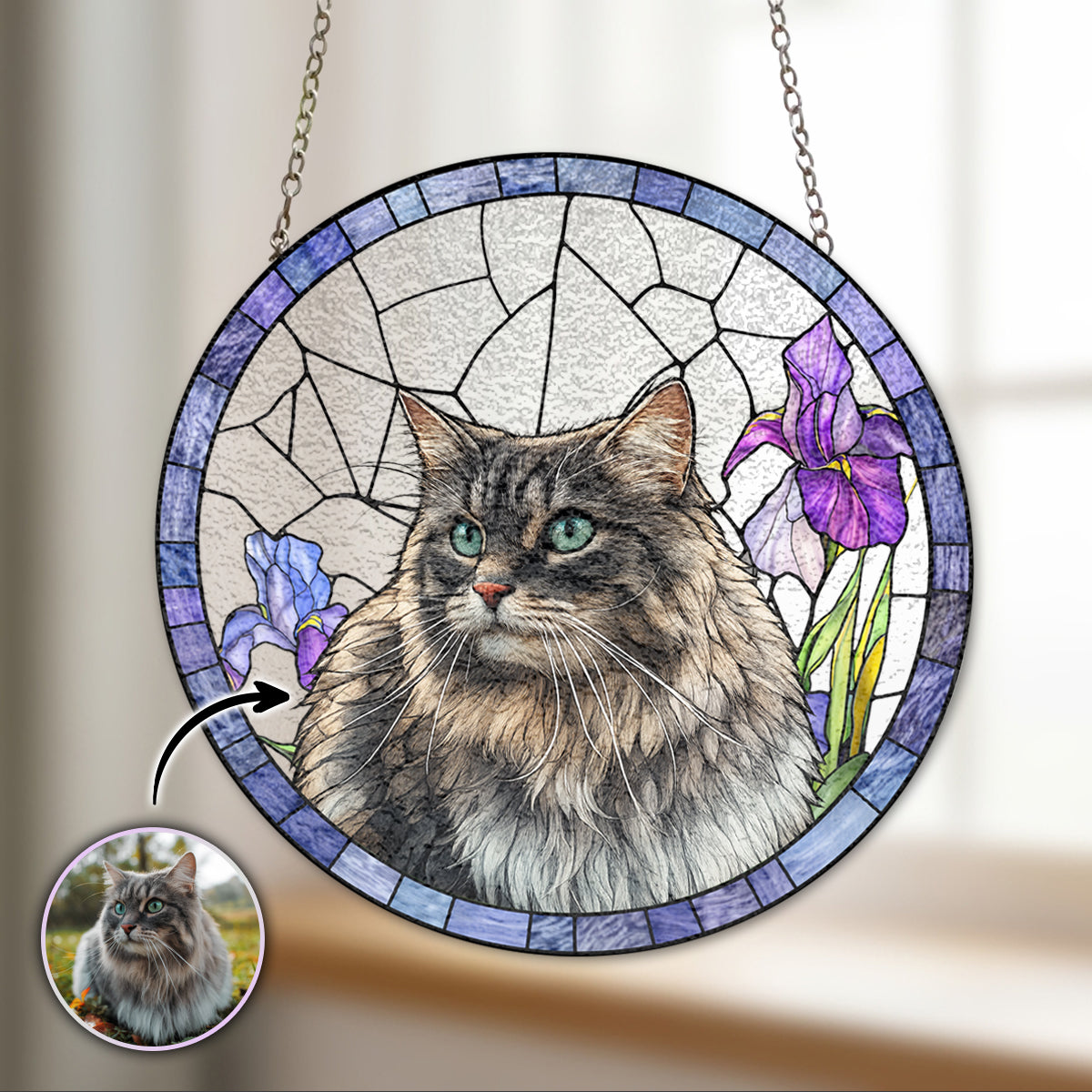 Midnight Floral Garden Pet - Stainless Suncatcher