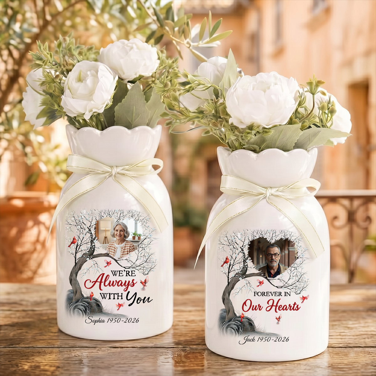Always With You Personalized Ribbon Tie Flower Vase