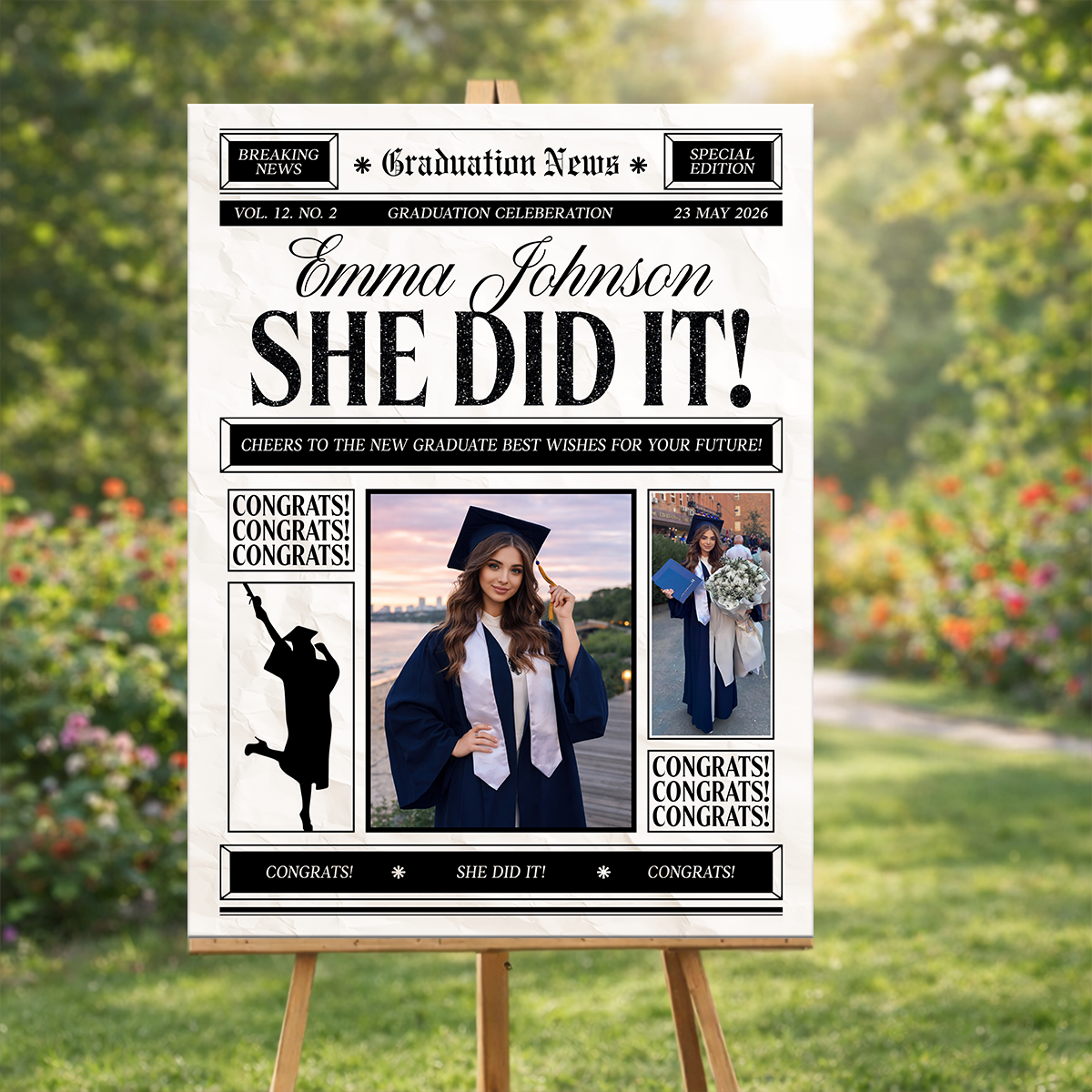 Graduation News Personalized Welcome Sign Party