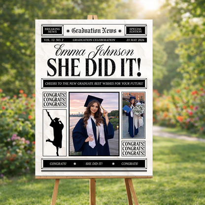Graduation News Personalized Welcome Sign Party