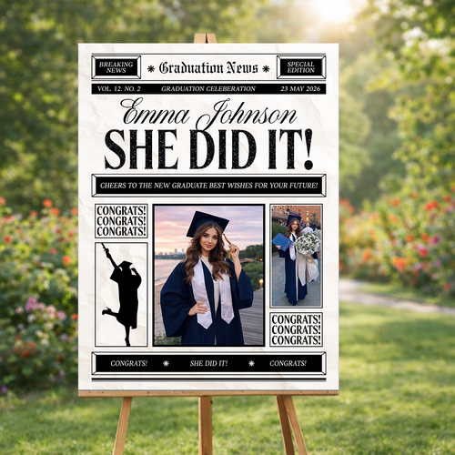 Graduation News Personalized Welcome Sign Party