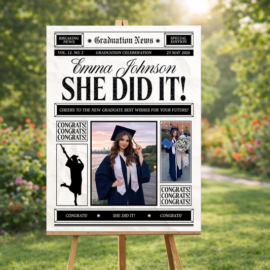Graduation News Personalized Welcome Sign Party