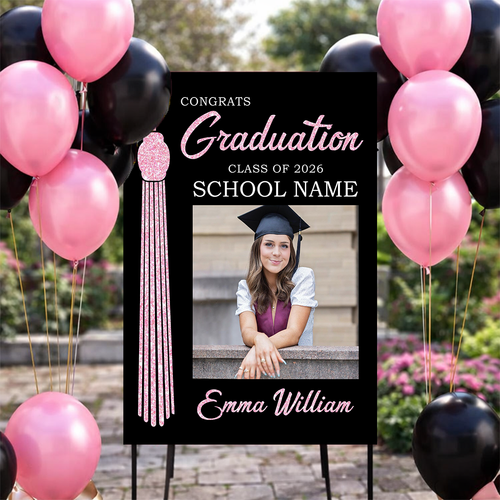 The Tassel Was Worth The Hassle Graduation - Graduation Welcome Sign Custom Photo Party Sign