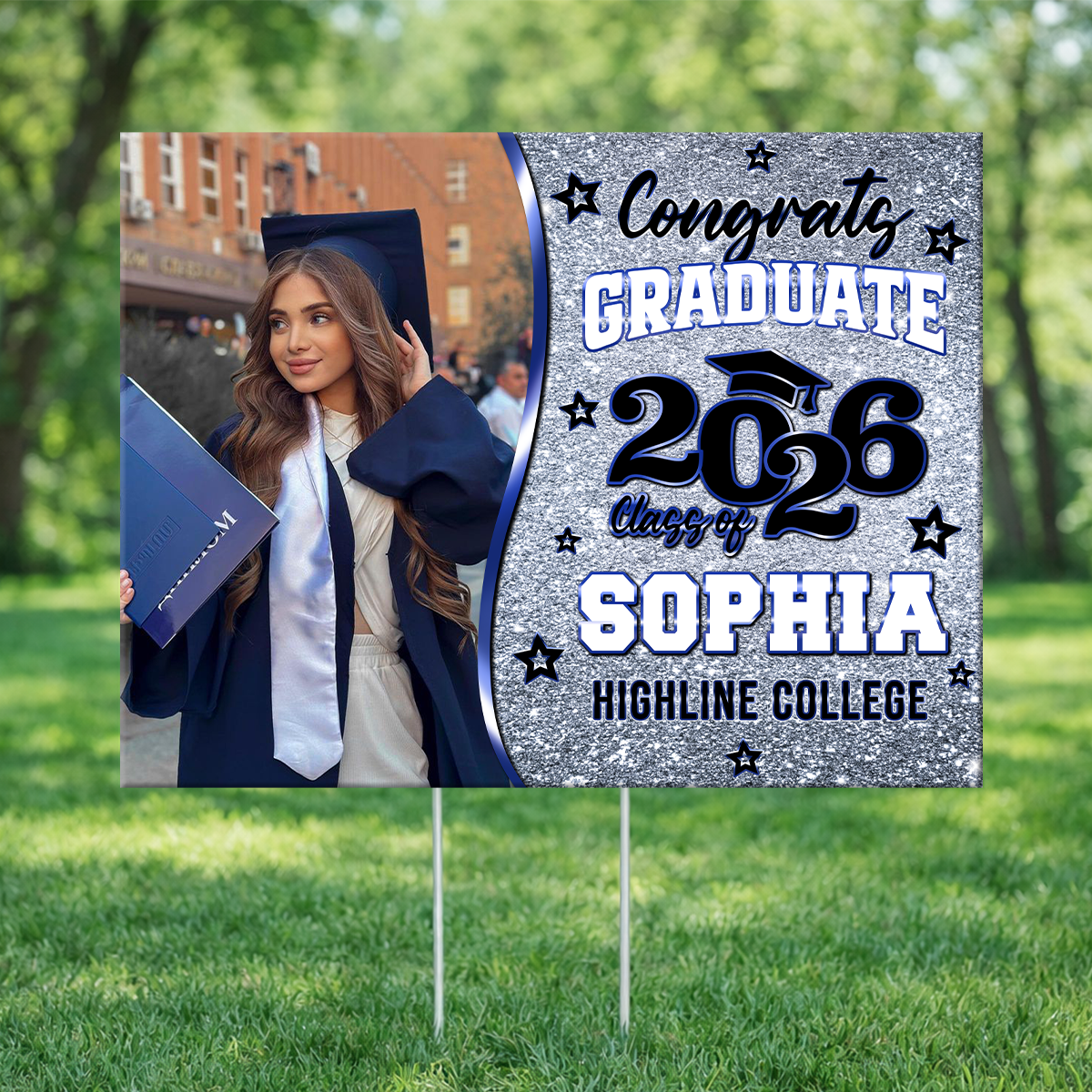 Class Of 2026 Glitter Yard Sign - Personalized Lawn Sign