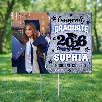 Class Of 2026 Glitter Yard Sign - Personalized Lawn Sign