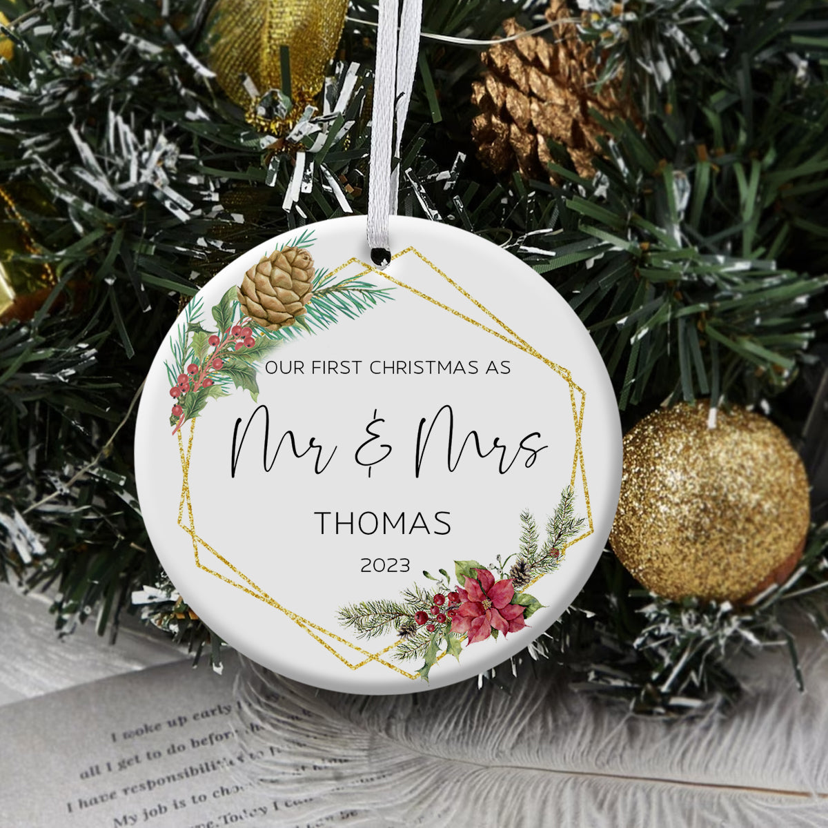 Poinsettia Christmas Flower Married - Personalized Ornament - Christmas Gift 1_a88624d5-48c0-4a81-9c08-07b398d91538.jpg