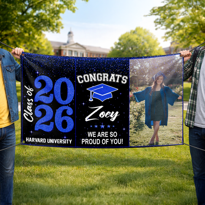 Personalized Graduation Banner Party Decorations - Class of 2026 Custom Banner