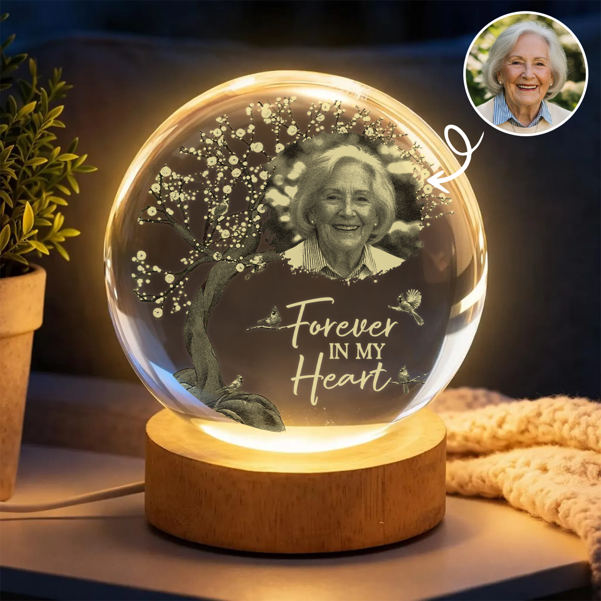Custom Photo When You Miss Me - Personalized Crystal Globe Lamp