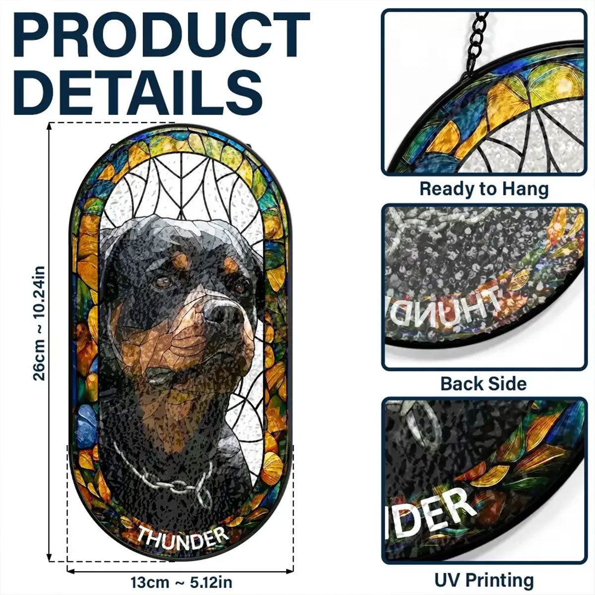 Portrait Dog Cat Family - Personalized Rounded Rectangle Stained Glass Suncatcher