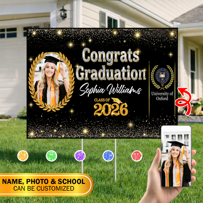Glitter 26 Graduation Yard Sign Class of 2026 Lawn Sign