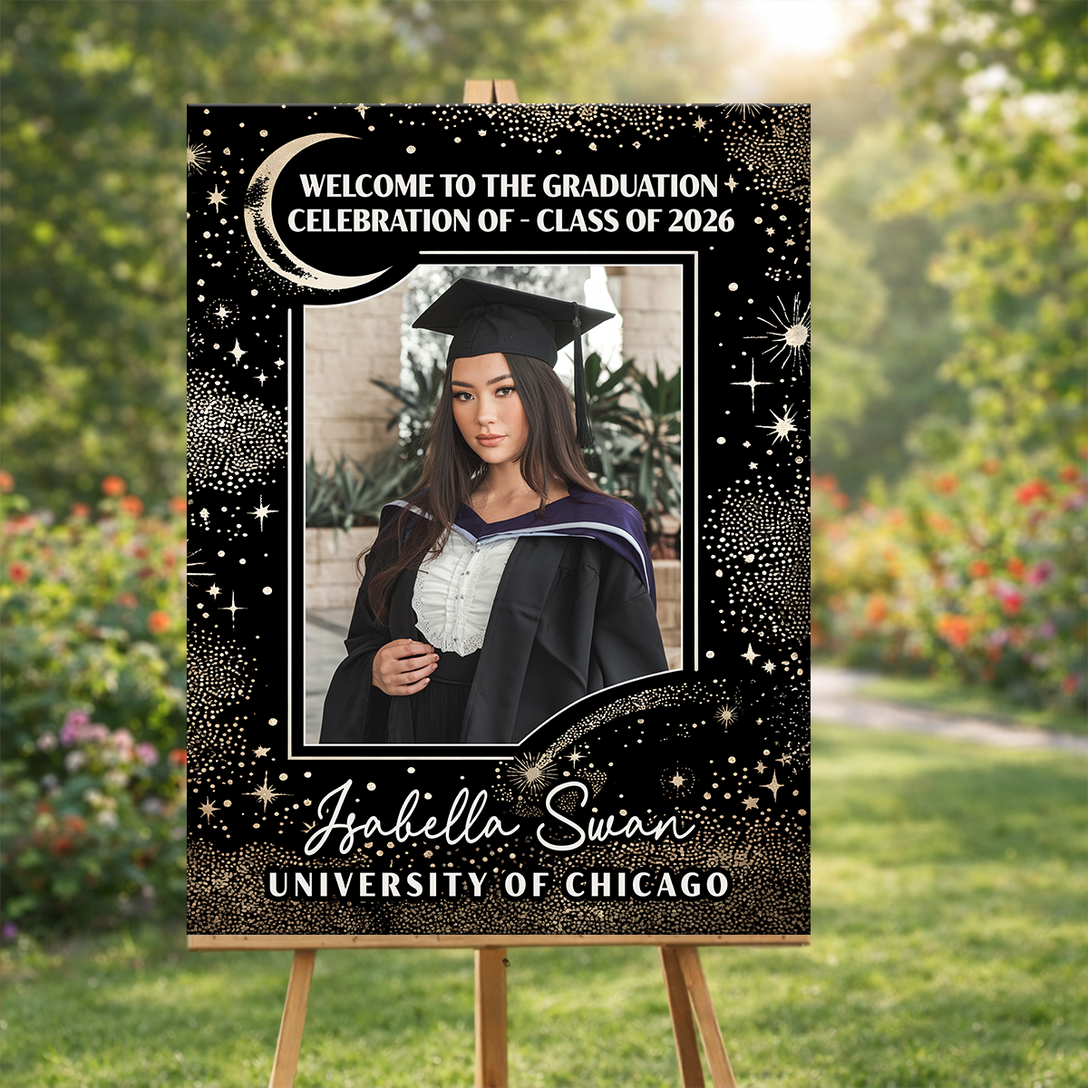 Graduation Moon and Star - Personalized Welcome Sign
