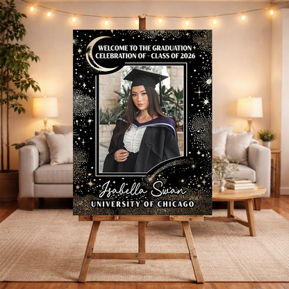 Graduation Moon and Star - Personalized Welcome Sign