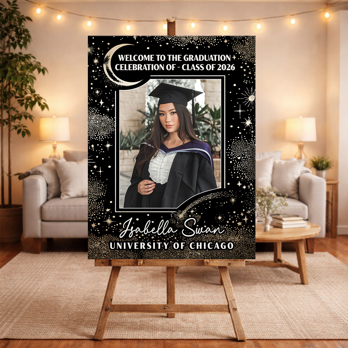 Graduation Moon and Star - Personalized Welcome Sign