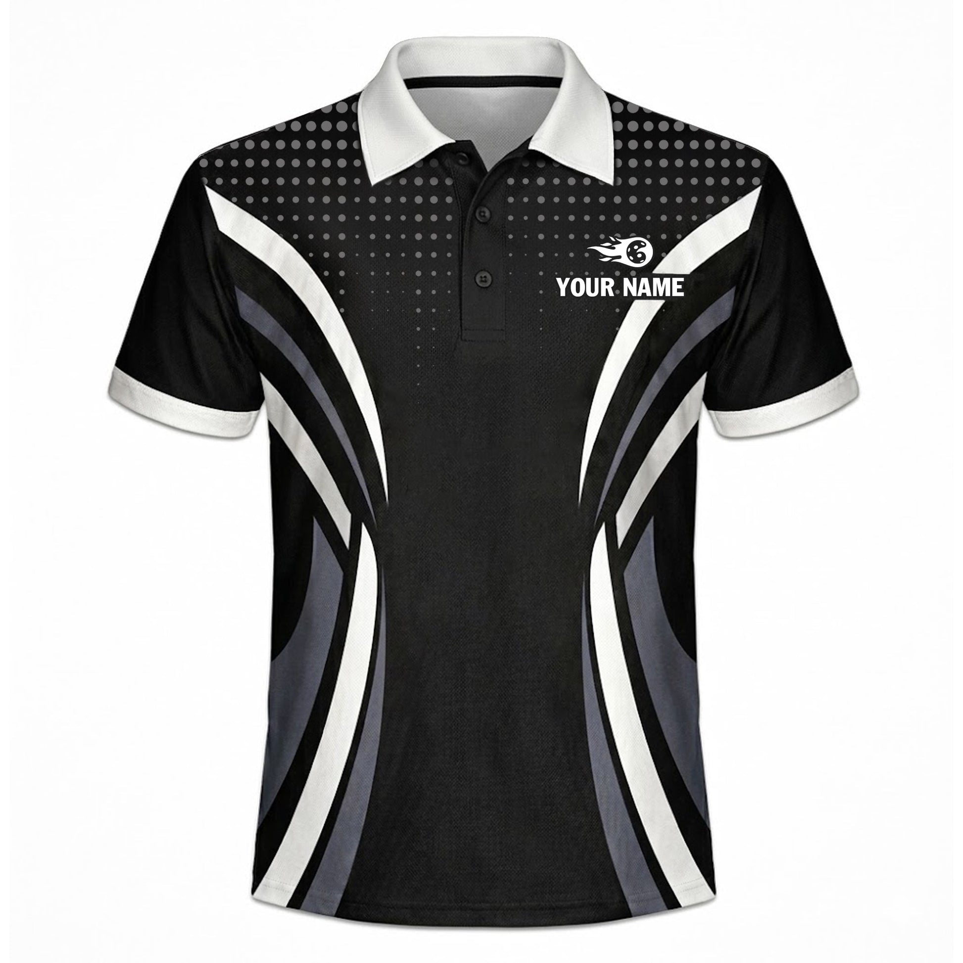 Custom Pickleball Polo Shirt Personalized Name Team Jersey Black White Performance Shirt Unisex