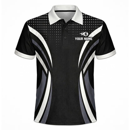 Custom Pickleball Polo Shirt Personalized Name Team Jersey Black White Performance Shirt Unisex
