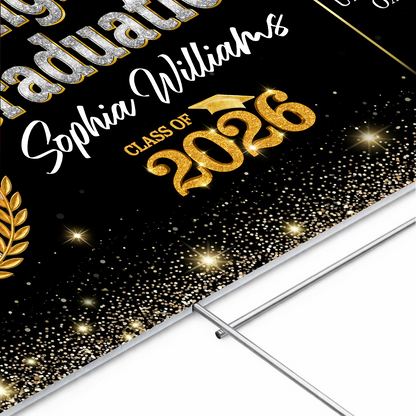 Glitter 26 Graduation Yard Sign Class of 2026 Lawn Sign