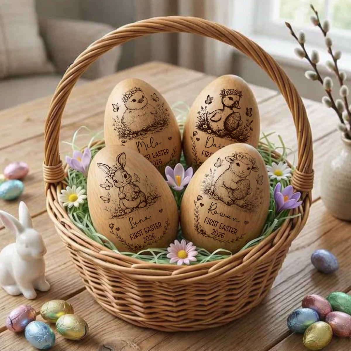 Personalized First Easter Wooden Egg Keepsake - Wooden Easter Eggs
