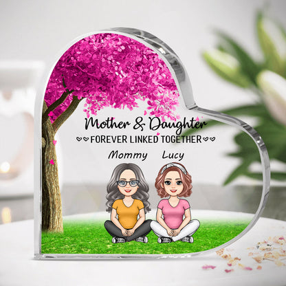 Mother and Daughters forever linked together - Personalized Heart Shaped Acrylic Plaque - Gift For Mother 1_bc1596ae-1436-4100-8090-abcb47cf8dea.jpg