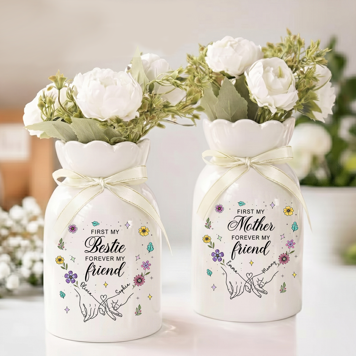 Custom Vase - Personalized Custom Ribbon Tie Flower Vase