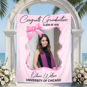 Grad Custom Photo Bow - Personalized Graduation Backdrop
