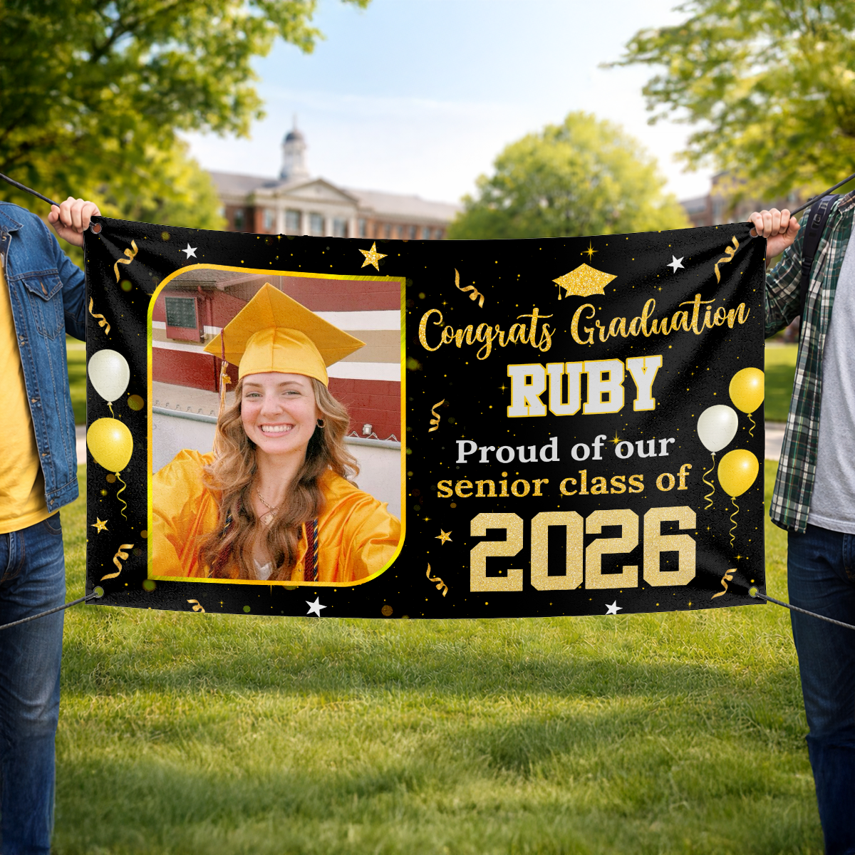 Personalized Graduation Banner, Graduation Party Decorations - Congratulations Photo Banner, Class of 2026 Banner