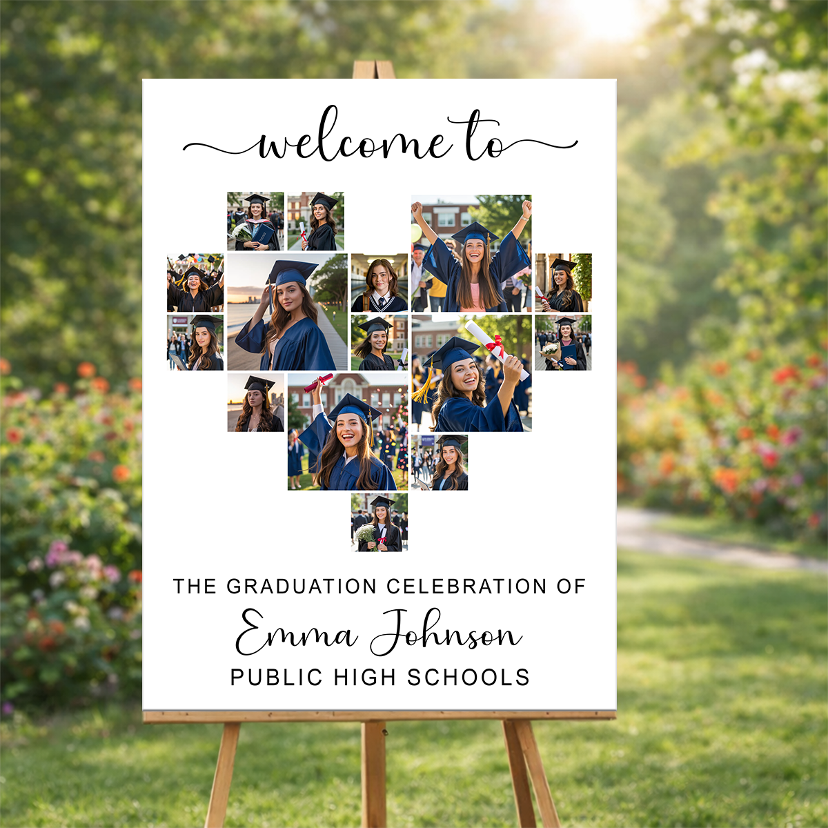 Graduation Heart Photo Personalized Welcome Sign Party