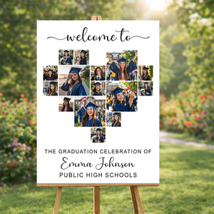 Graduation Heart Photo Personalized Welcome Sign Party