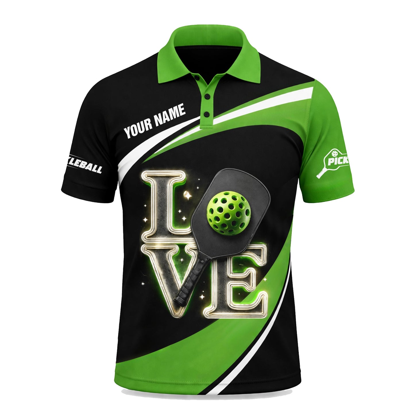 Personalized Pickleball Polo Shirt Love Paddle Design Custom Name Breathable Sports Shirt