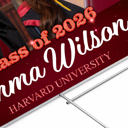 Custom Photo Yard Sign - Glitter Class Of 2026 - Graduation Lawn Sign Party