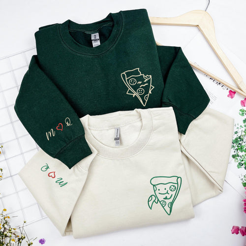 Pizza Bite Matching Embroidered Couple Shirts, Custom Couple Shirts, Couple Gift, Newlywed Gift, Wedding Gift, Funny Valentines Gift 1_dbd33d60-68ef-4548-8953-cd117ed346be.jpg