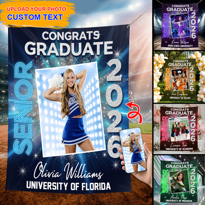 Grad Custom Photo Neon Personalized Graduation Backdrop