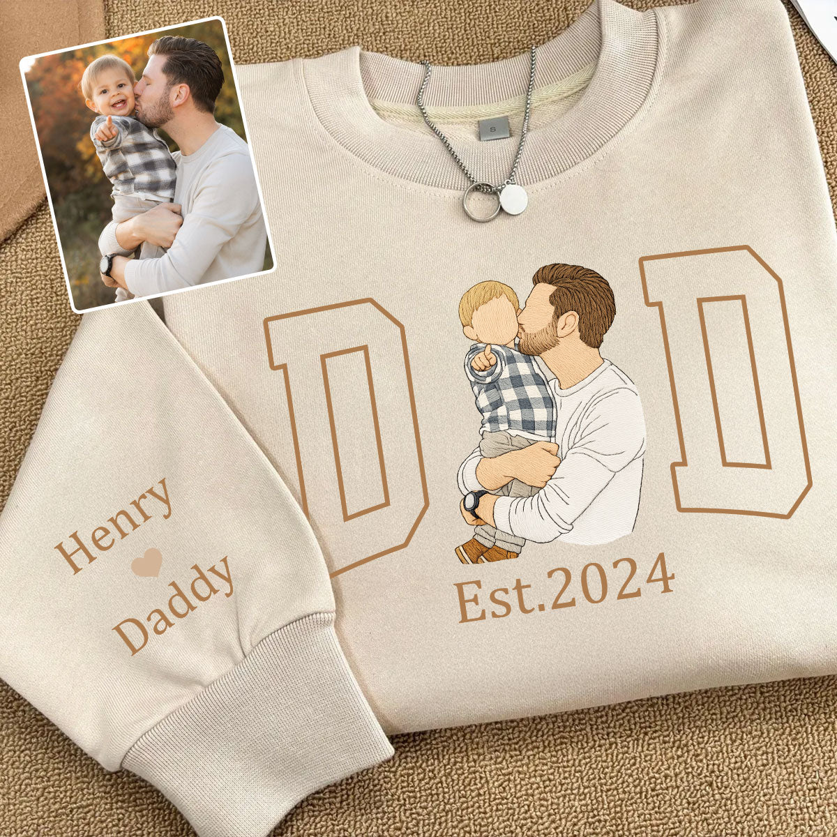 Our Story Since Personalized Father Embroidered Sweatshirt