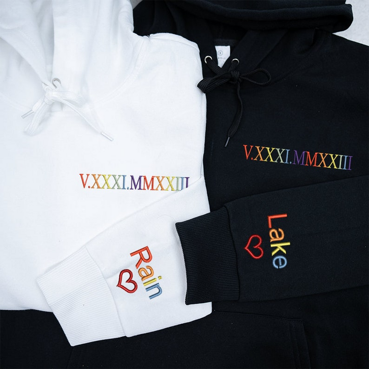Custom Rainbow Roman Numerals - Personalized Embroidered Apparel - Gift For Couple 1_e2297219-464e-4c6b-8cf9-48bc1a4a88af.png