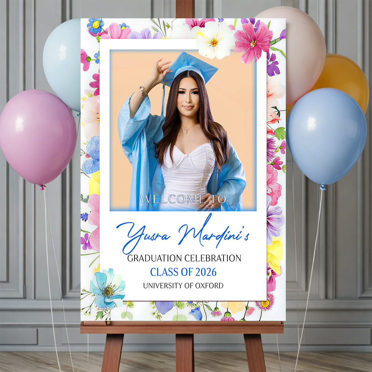 Floral Personalized Graduation Welcome Sign Party