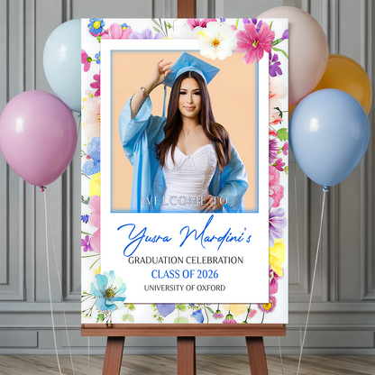 Floral Personalized Graduation Welcome Sign Party