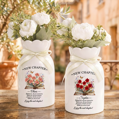 New Chapter Personalized Custom Ribbon Tie Flower Vase