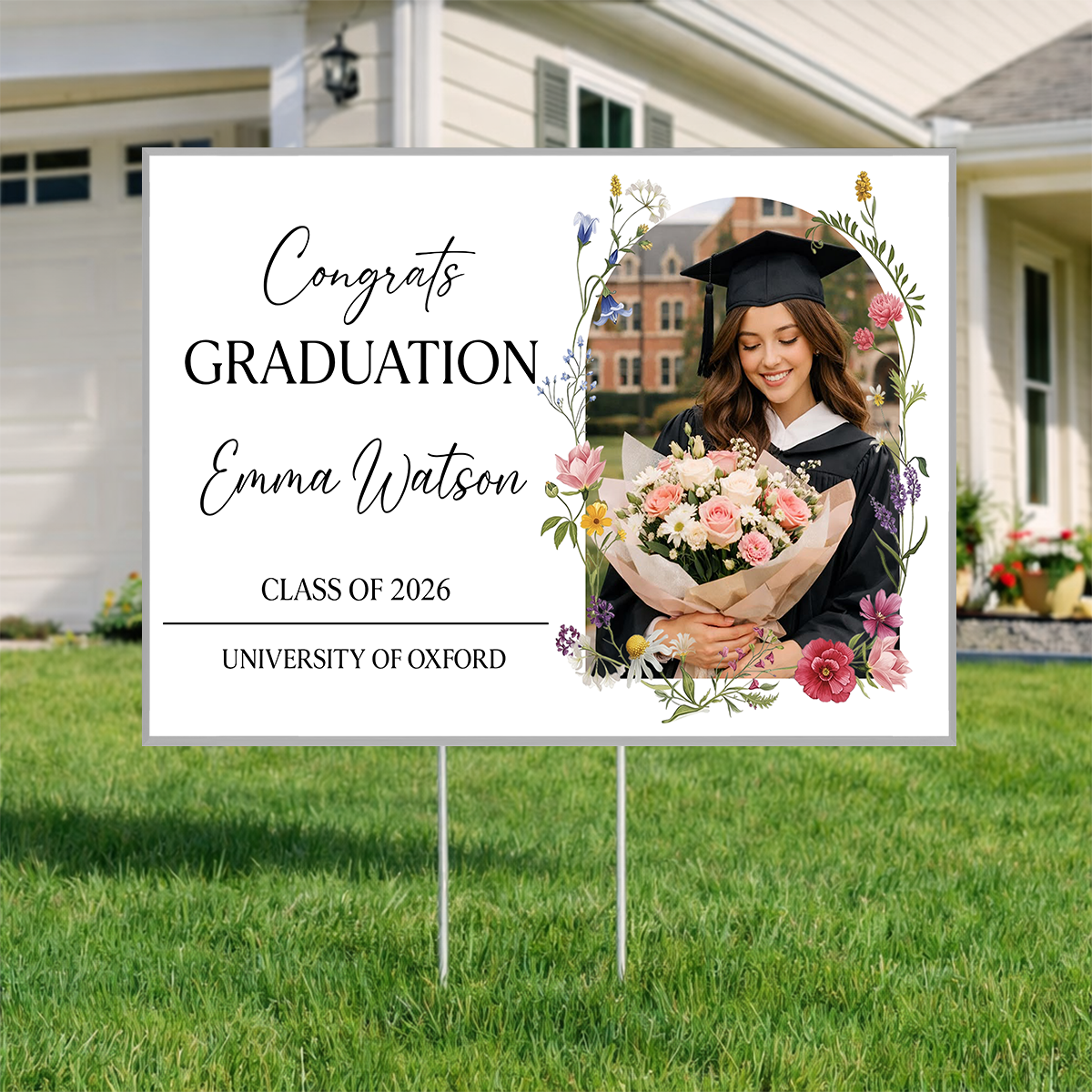 Floral Graduation Yard Sign - Class of 2026 Lawn Sign