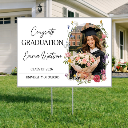 Floral Graduation Yard Sign - Class of 2026 Lawn Sign